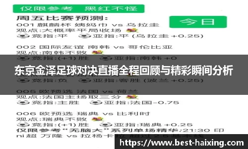 东京金泽足球对决直播全程回顾与精彩瞬间分析